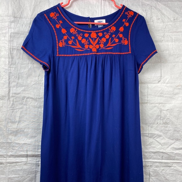 Old Navy | Dresses | Old Navy Blueorange Embroidered Dress Sz Small |  Poshmark